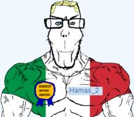 Hamas_2(namefag) aryan award blue_eyes flag flag:italy glasses hamas_2(nameGOD) italy italy_vs_mexico muscles soyjak stubble subvariant:euroaryan subvariant:euromutt transparent_background variant:markiplier_soyjak yellow_hair // 1059x929 // 127.2KB