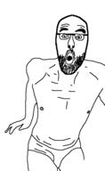 arm glasses hand nipple open_mouth soyjak stubble underpants variant:unknown // 349x570 // 9.6KB