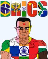 black_skin brazil brown_skin china countrywar flag flag:brazil flag:china flag:india flag:russia flag:south_africa glasses india looking_at_you russia smile south_africa soyjak subvariant:chudjak_front subvariant:muscular_chud tan_skin transparent_background variant:chud variant:chudjak // 1000x1246 // 291.6KB