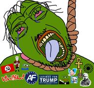 america_first crying dead frog green_skin hanging meta:tagme pepe rope soyjak suicide tongue tranny variant:bernd // 1683x1576 // 318.9KB