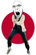 angry animated country dance flag gangnam_style glasses japan open_mouth soyjak stubble variant:cobson // 300x460 // 499.9KB
