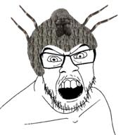 angry bug bug_hat clothes glasses hat leg mustache open_mouth soyjak spider stubble variant:feraljak // 1500x1500 // 585.2KB