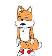 animal ear fox full_body furry glove open_mouth scared sega shoe sonic_(series) soyjak tail tails_(sonic) variant:soyak worried // 1315x1416 // 94.7KB