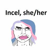 angry closed_mouth colorful_hair glasses hair incel pronouns soyjak subvariant:chudjak_front text tranny variant:chudjak // 500x500 // 24.4KB