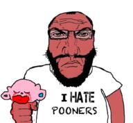 angry arm beard blood clothes fist glasses hand holding_object i_hate pooner punisher_face red_face soyjak text tshirt variant:science_lover // 1017x935 // 455.1KB