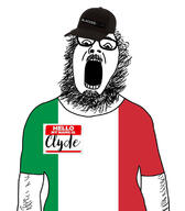bbc beard blacked cap clothes clyde country flag glasses hairy hat italian_flag italy open_mouth soyjak text tshirt variant:ignatius // 656x748 // 134.7KB