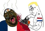 2soyjaks arm aryan black_skin blond blood bloodshot_eyes blue_eyes brown_eyes buff chainsaw closed_mouth crying dutch fat flag france french_flag glasses hair hand holding_object mymy netherlands nigger ongezellig open_mouth queen_of_spades rent_free soyjak spade stinky stubble swastika variant:bernd variant:chudjak yellow_hair yellow_teeth // 1087x766 // 100.1KB