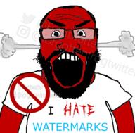 angry arm beard clothes fume glasses i_hate open_mouth red_skin soyjak text tshirt variant:science_lover watermark // 800x789 // 2.4MB