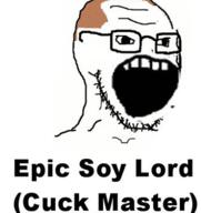 brown_hair cuck epic_soy_lord_(cuck_master) glasses hair no_nose open_mouth soyjak stubble text variant:classic_soyjak // 341x361 // 79.8KB