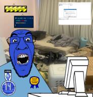 badge blue_skin byond computer glasses irl_background monitor open_mouth programming soyjak stubble text variant:unknown video_game // 1617x1689 // 844.4KB
