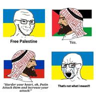 arab bloodshot_eyes closed_mouth country crying flag glasses nordic_chad open_mouth palestine rusia russia russo_ukrainian_war smile smug soyjak stubble text ukraine variant:soyak vladimir_putin // 1280x1280 // 194.1KB