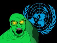 angry animal glasses glowing glowing_eyes green lizard open_mouth reptile soyjak stubble united_nations variant:feraljak // 607x465 // 104.0KB