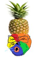 baby closed_eyes clothes colorful deformed food fruit fruitjak glasses hat oh_my_god_she_is_so_attractive pineapple smile sneeze soyjak spit stubble variant:nathaniel // 800x1200 // 865.9KB