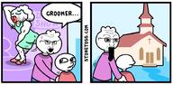 2soyjaks anger_mark angry arm christianity church clothes comic cross glasses open_mouth soyjak speech_bubble stonetoss stretched_mouth text variant:soyak // 1000x491 // 142.4KB