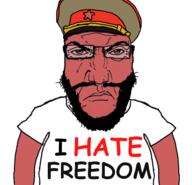 angry beard cap clothes communism eyebrows frown glasses hat red_skin text variant:science_lover white_shirt // 971x935 // 421.2KB