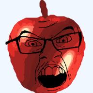 angry apple baldis_basics glasses mustache open_mouth soyjak variant:feraljak video_game // 320x320 // 12.6KB