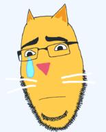 animal cat closed_mouth ear emoticon fangs glasses soyjak stubble sweating variant:cobson whisker worried yellow yellow_skin // 721x896 // 27.2KB