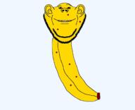 banana closed_mouth ear facing_front food fruit smile soyjak stubble teeth variant:impish_soyak_ears yellow // 732x595 // 113.5KB