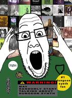 album_cover arm award badge bald band clothes dungeon_synth glasses hand hands_up hole_dweller_(band) medal mortiis music open_mouth soyjak stubble teeth text variant:ppp white_skin // 992x1355 // 182.4KB