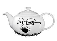 glasses open_mouth soyjak stubble tea teapot variant:soyak white // 600x432 // 89.4KB