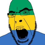 angry country flag gabon glasses open_mouth soyjak stubble variant:cobson // 721x720 // 11.2KB