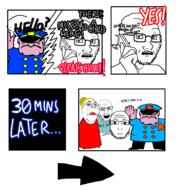 4soyjaks angry arm cheeks closed_mouth comic crazed father frown glasses hair hand holding_object mother mustache open_mouth phone scared soyjak stubble subvariant:lawrence text utubetrollspolice variant:feraljak variant:gapejak variant:markiplier_soyjak variant:soyak yellow_hair // 1391x1509 // 537.3KB