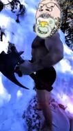axe baby holding_axe holding_object hyperborea jump low_quality pacifier screaming shirtless snow variant:gapejak video viking // 480x854, 14.5s // 1.6MB