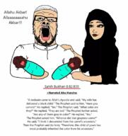 arab arm baby black_skin cuck glasses hadith hand hijab holding_object islam muhammad mustache open_mouth pacifier soyjak stepfather stubble text tyrone variant:a24_slowburn_soyjak white_skin woman // 1080x1148 // 695.3KB