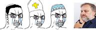 3soyjaks angry bishop bloodshot_eyes christianity clothes crying glasses hair hat islam judaism kippah religion slavoj_zizek soyjak stubble taqiyah variant:chudjak // 1919x607 // 510.8KB