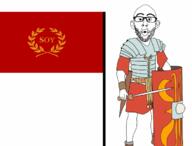 armor clothes ear flag full_body glasses holding_object open_mouth rome shield soyjak stubble sword tagme variant:nojak // 701x533 // 146.2KB