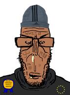 adidas angry black_shirt brown_skin clothes glasses hat nazism subvariant:euromutt tattoo variant:markiplier_soyjak // 592x794 // 105.1KB