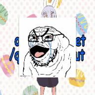 3dgifmaker 4chan animated anime beard bloodshot_eyes chino_kafuu clothes crying get_out_of_qa gif glasses gochiusa hair moving open_mouth poyopoyo purple_hair qa_(4chan) rabbit_ear soyjak stubble text tongue variant:et // 200x200 // 708.7KB