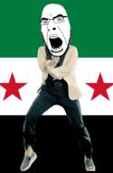 angry animated country dance flag gangnam_style glasses open_mouth soyjak stubble syria syrian_rebels variant:cobson // 300x460 // 502.7KB