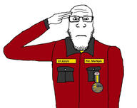 badge beard closed_mouth glasses looking_at_you medal military pocket salute serious stubble uniform variant:markiplier_soyjak // 1904x1512 // 239.5KB