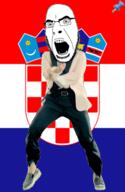 animated country croatia dance flag full_body gangnam_style glasses irl open_mouth push_pin soyjak sticky stubble variant:cobson // 300x460 // 402.3KB