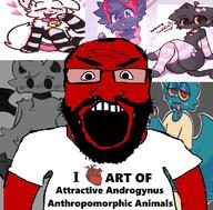 angry animal balding beard cat clothes femboy furry glasses hair heart horn i_love mouse rage rat red_eyes red_skin reggie_(mouse) soyjak striped_socks subvariant:science_lover text trap tshirt variant:markiplier_soyjak // 800x789 // 469.7KB