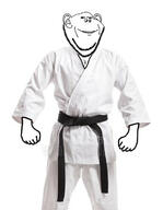 belt black_belt clothes ear full_body grin happy irl karate kung_fu martial_arts robe smile soyjak stubble variant:impish_soyak_ears // 472x608 // 47.5KB