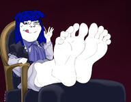 anime arm bernkastel blue_hair clothes female foot full_body furude_rika glasses hair hand higurashi leg purple_hair smile soyjak tongue umineko variant:soylita vidya // 1600x1238 // 234.0KB