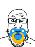 animated glasses looking_at_you pacifier soyjak stubble sucking variant:markiplier_soyjak // 300x400 // 112.1KB