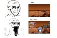2soyjaks anime closed_mouth concerned country flag glasses hand hands_up japan mars open_mouth soyjak stretched_mouth stubble tagme_weeb_name thing_japanese variant:soyak // 1332x900 // 205.3KB