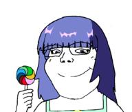 anime blue_hair furude_rika glasses hand higurashi holding_lollipop holding_object lollipop purple_hair smile subvariant:soylita variant:gapejak // 1012x861 // 46.3KB