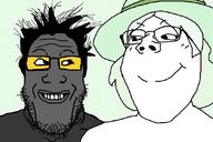 2soyjaks are_you_soying_what_im_soying avril_lavigne closed_mouth clothes crystal_cafe femjak glasses green_hair grey_skin hair hat looking_at_each_other music music_parody sk8er_boy smile soot soot_colors sound soyjak soyjak_party stubble subvariant:gapejak_female variant:gapejak variant:markiplier_soyjak video // 1080x720, 109.7s // 4.4MB