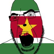 angry country flag glasses open_mouth soyjak star stubble suriname variant:cobson // 721x720 // 25.3KB