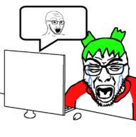 2soyjaks 4chan anime closed_eyes computer computer_mouse crying glasses green_hair hair open_mouth stubble variant:rupturejak variant:soyak yotsoyba // 797x800 // 126.9KB