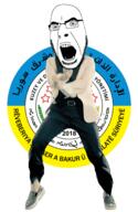 angry animated arabic_text country dance flag gangnam_style glasses kurd open_mouth rojava soyjak stubble syria text variant:cobson // 300x460 // 502.9KB