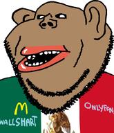 amerimutt brown_skin clothes country eagle ear flag mcdonalds mexico meximutt onlyfans open_mouth snake soyjak stubble text variant:impish_soyak_ears // 590x687 // 119.4KB