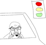angry car driving glasses mustache open_mouth soyjak stubble traffic_light variant:feraljak // 2736x2672 // 283.8KB