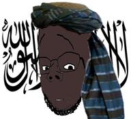 afghani afghanistan black_skin brainful clothes country flag glasses hat islam smile soyjak stubble subvariant:wholesome_soyjak taliban variant:gapejak // 546x496 // 192.1KB