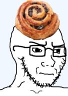 angry cinnamon cinnamon_roll closed_mouth concerned food foodjak glasses pastry soyjak stubble variant:soyak // 632x891 // 264.0KB