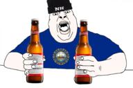 angry arm beanie beer bottle budweiser clothes fat flag hand hat holding_bottle holding_object new_hampshire open_mouth soyjak united_states variant:chugsjak // 1870x1241 // 1.0MB